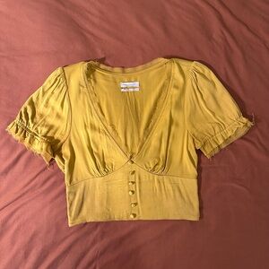 Yellow Button-Front Women's Top